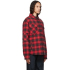 Off-White Red and Black Flannel Hoodie Jacket