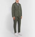 Officine Generale - Olive Unstructured Washed Cotton-Twill Suit Jacket - Green