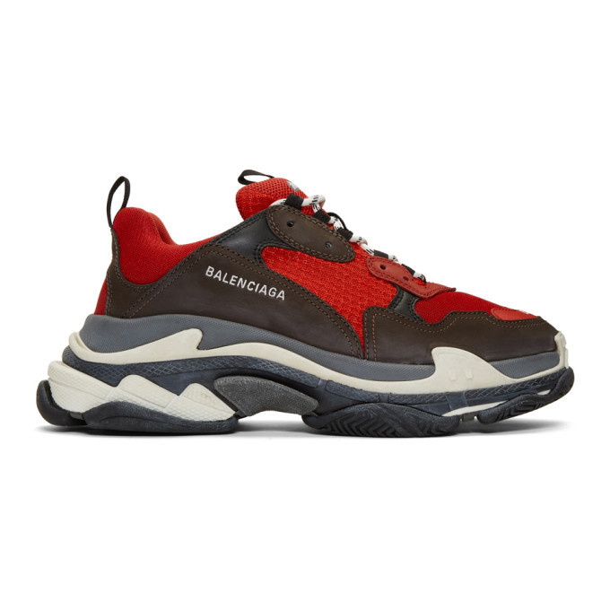 Photo: Balenciaga Red and Black Triple S Sneakers