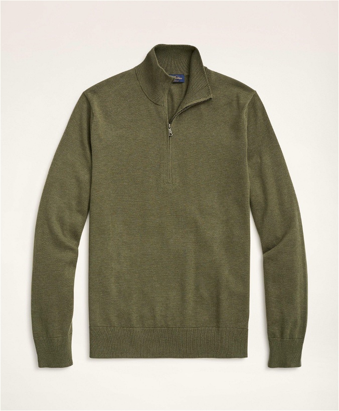 Photo: Brooks Brothers Men's Supima Cotton Half-Zip Sweater | Green