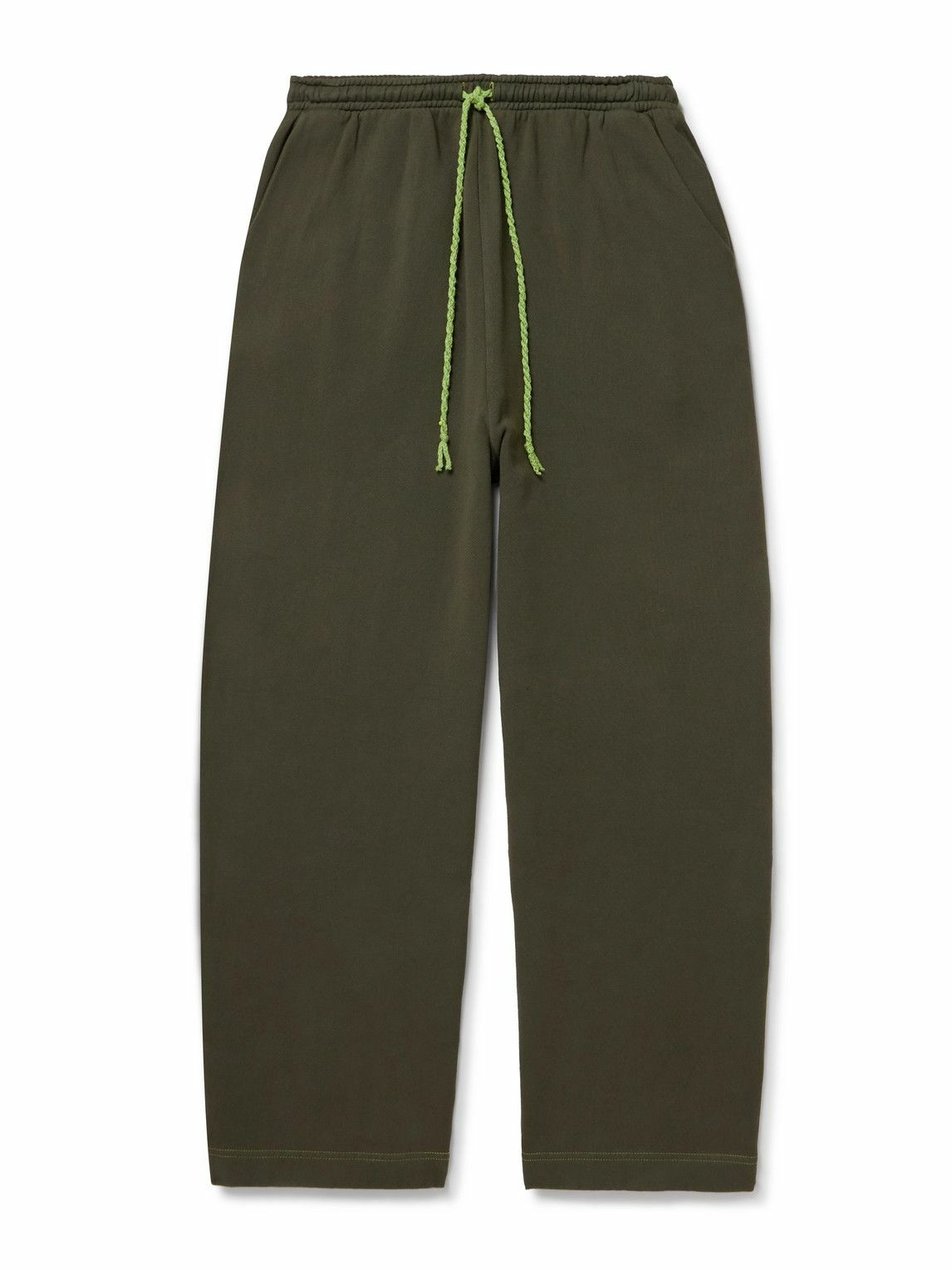 The Elder Statesman - Wide-Leg Cotton and Cashmere-Blend Jersey Sweatpants - Green