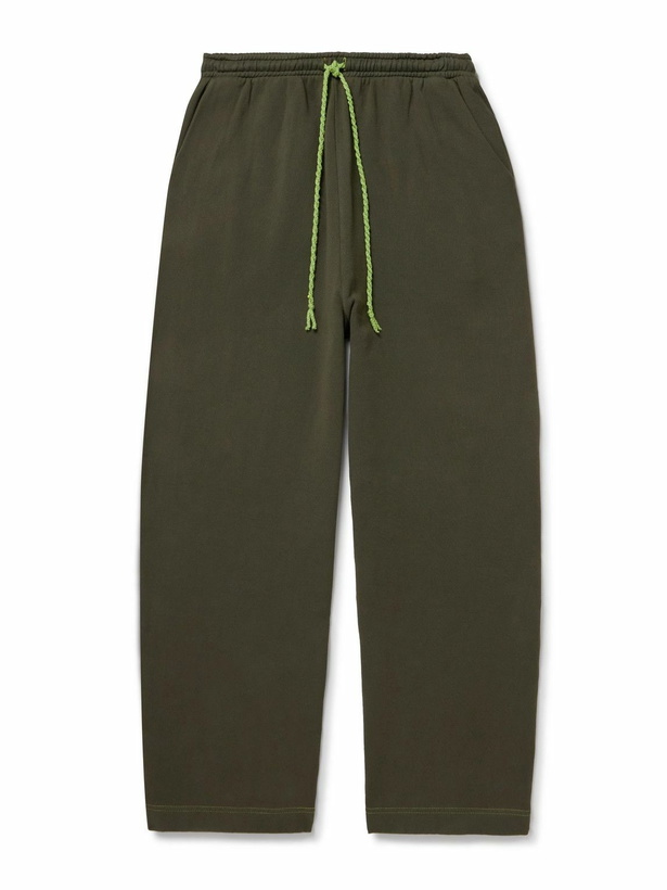 Photo: The Elder Statesman - Wide-Leg Cotton and Cashmere-Blend Jersey Sweatpants - Green