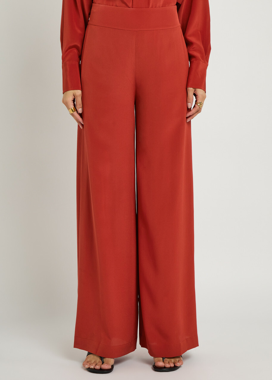 Joseph Rihani Wide-leg Silk Trousers Red