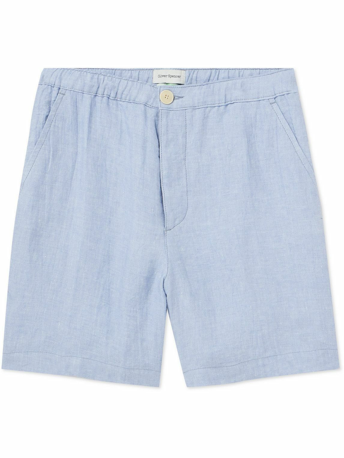 Oliver Spencer - Osborne Straight-Leg Linen Drawstring Shorts - Blue