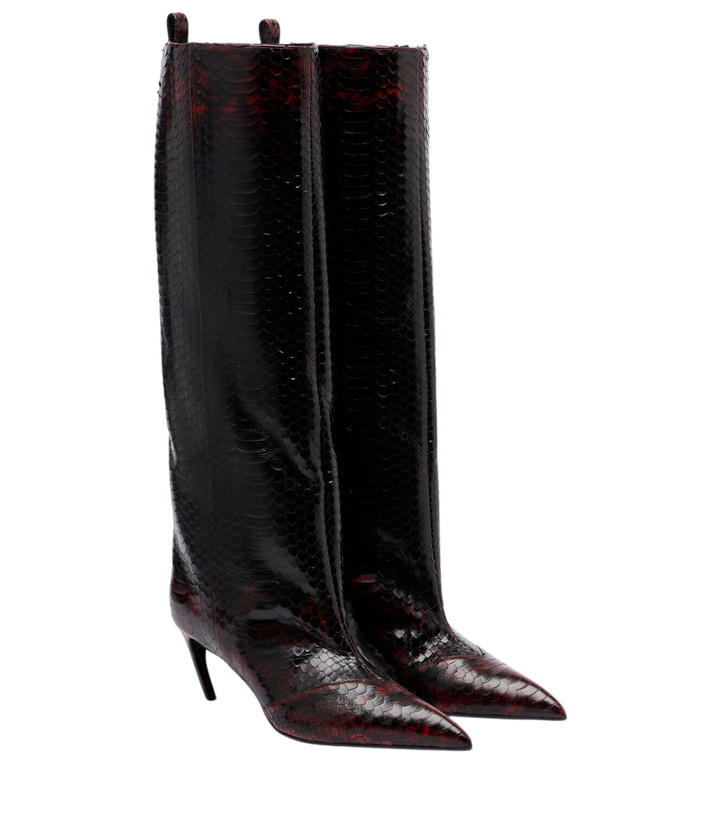 Photo: The Attico Lea snake-effect leather knee-high boots