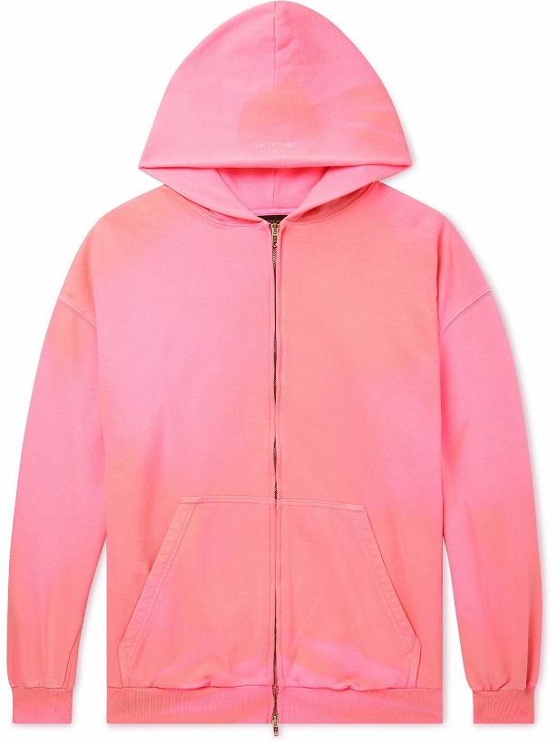 Photo: Balenciaga - Cotton-Jersey Zip-Up Hoodie - Pink