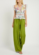 Farm Rio Greek Garden Floral-printed Cotton Blouse White