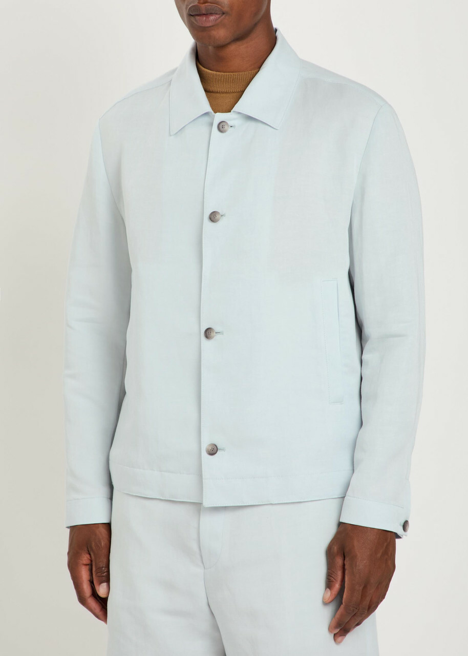 Boss Carper Woven Overshirt Light Blue