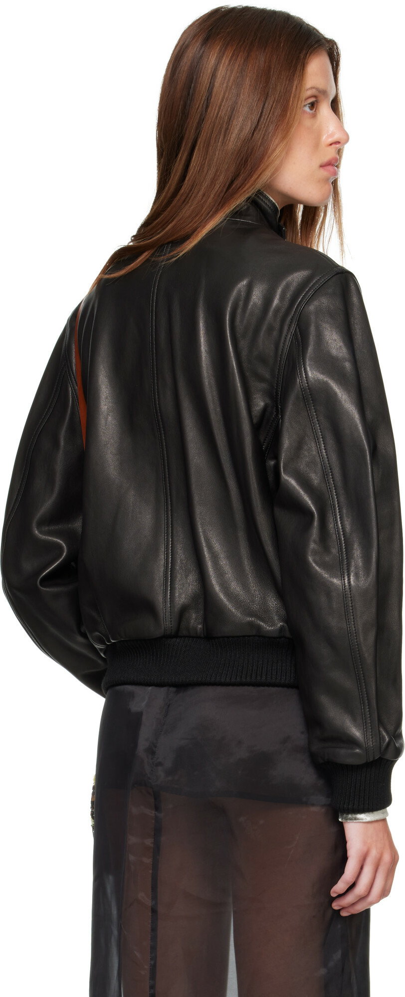 Nour Hammour Black Rios Leather Bomber Jacket