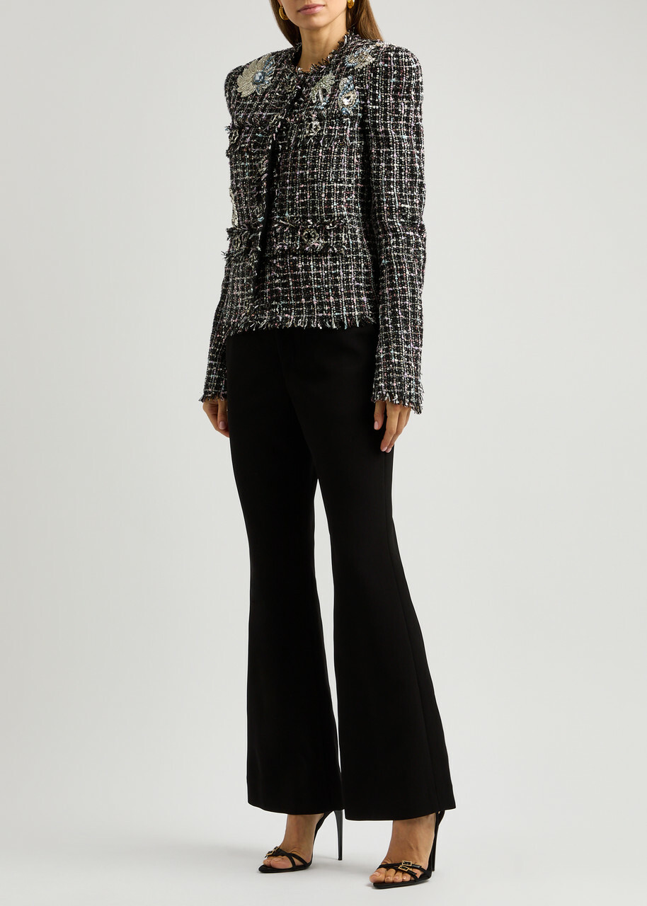 Balmain Crystal-embellished Bouclé Tweed Jacket Multicoloured 1