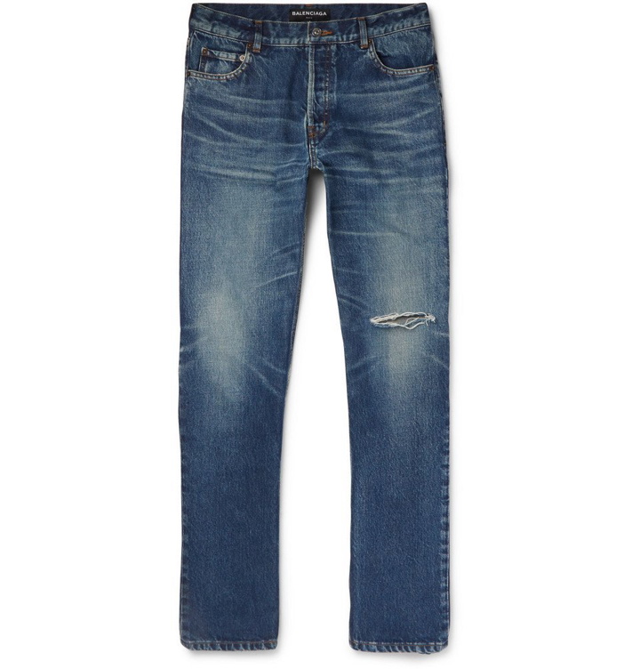 Photo: Balenciaga - Distressed Denim Jeans - Men - Indigo