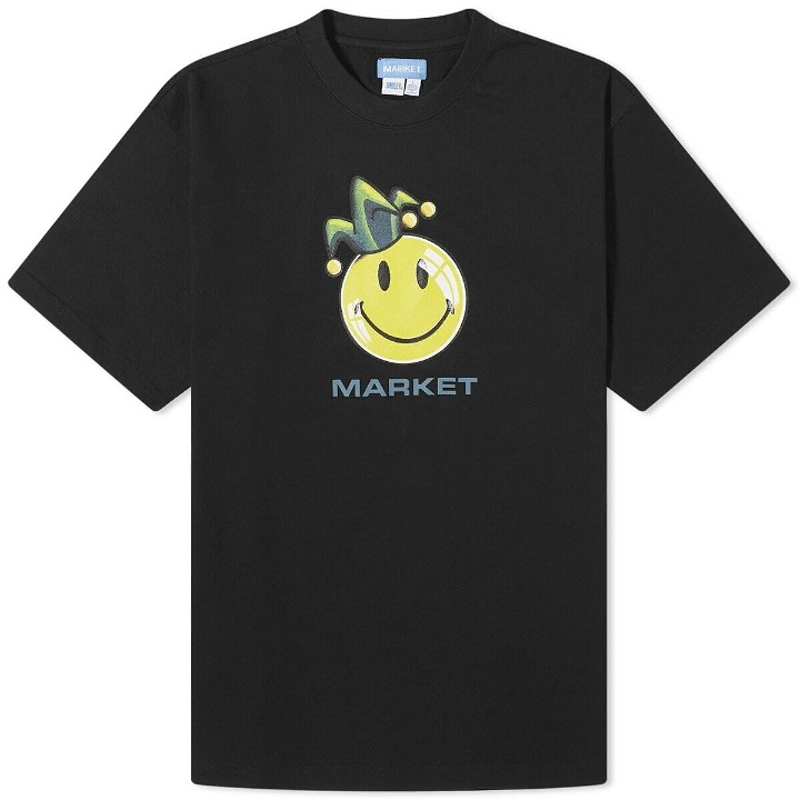Photo: MARKET Men's Smiley Fool T-Shirt in Black