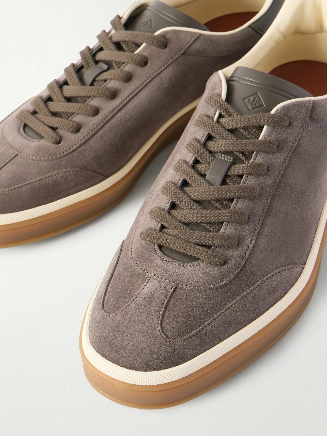 Loro Piana - Tennis Walk Leather-Trimmed Suede Sneakers - Gray