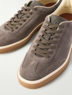 Loro Piana - Tennis Walk Leather-Trimmed Suede Sneakers - Gray