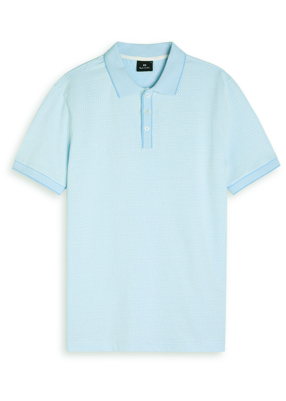PS Paul Smith Houndstooth-print Polo Shirt Light Blue