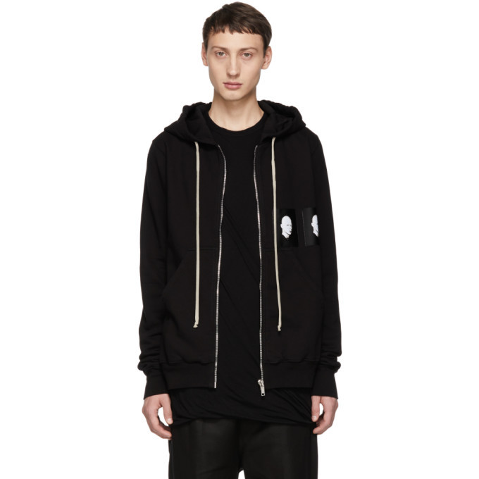 Rick Owens Drkshdw Black Patch Jasons Zip Up Hoodie Rick Owens Drkshdw