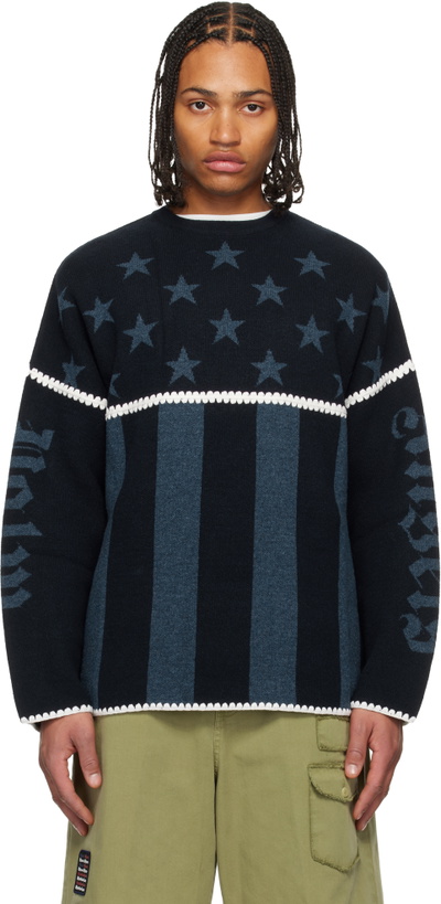 Photo: Palm Angels Navy Stars & Stripes Sweater