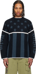 Palm Angels Navy Stars & Stripes Sweater