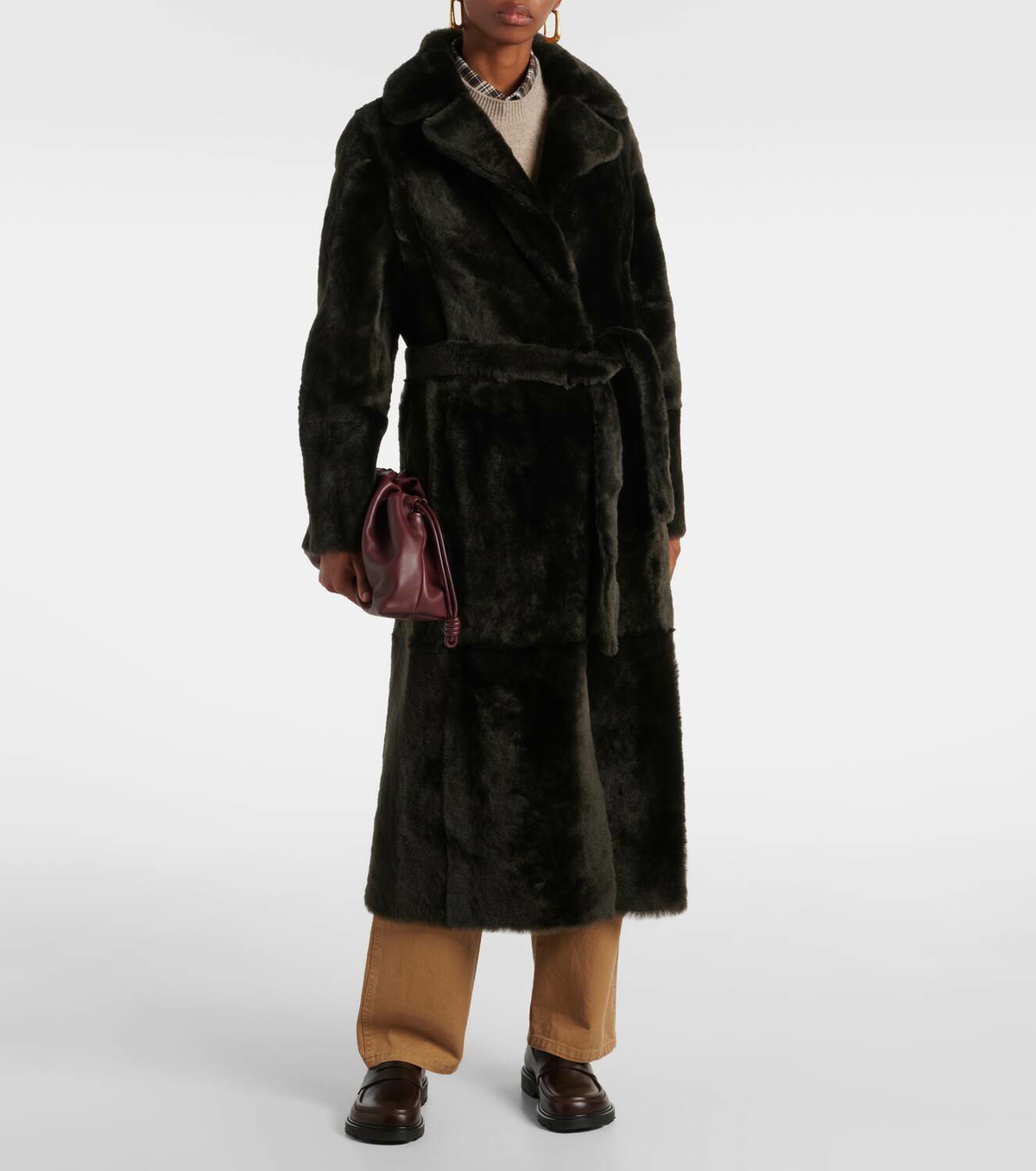 Yves Salomon Reversible belted shearling coat