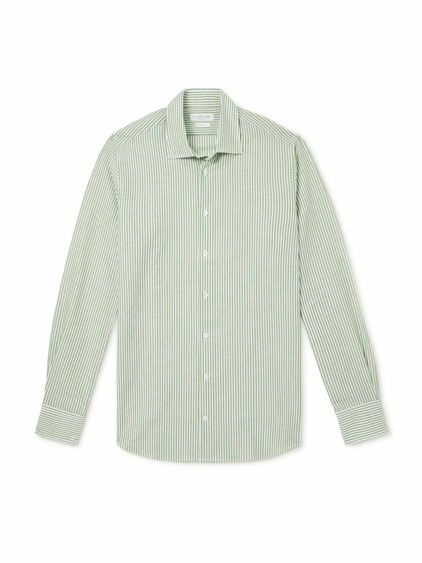 Photo: Richard James - Slim-Fit Striped Linen Shirt - Green