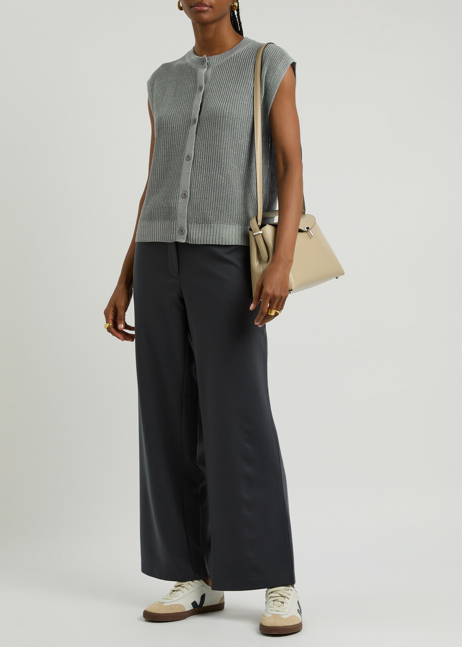 Eileen Fisher Ribbed Linen-blend Vest Light Grey