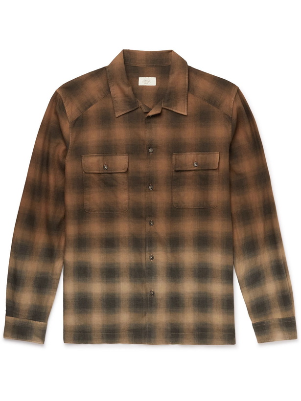 Photo: Altea - Ombre Checked Cotton Shirt - Orange