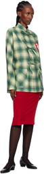 AO Yes Green Stand Collar Printed Shirt