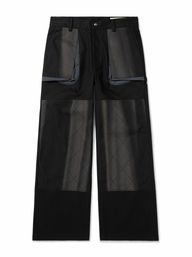 Photo: JIYONGKIM - Straight-Leg Layered Sun-Bleached Cotton-Canvas Trousers - Black