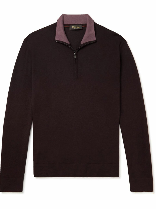 Photo: Loro Piana - Slim-Fit Wool, Silk and Cashmere-Blend Half-Zip Sweater - Brown