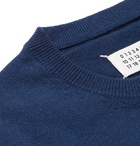 Maison Margiela - Appliquéd Recycled Cashmere and Merino Wool-Blend Sweater - Blue