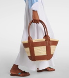 DeMellier Santorini leather-trimmed raffia tote bag