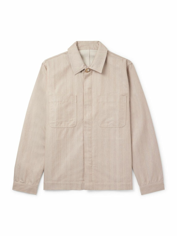 Photo: Frescobol Carioca - Fonted Herringbone Cotton Overshirt - Neutrals