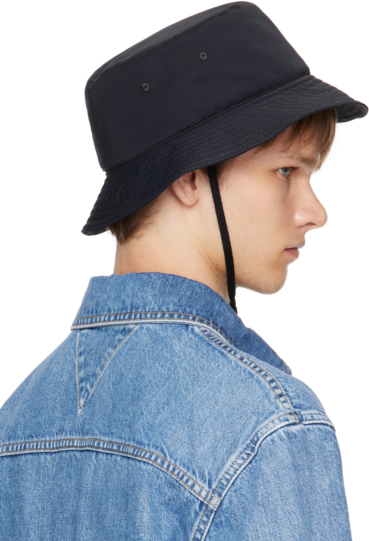 Bottega Veneta Black Tech Nylon Bucket Hat