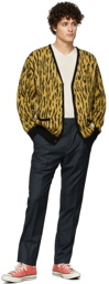 WACKO MARIA Yellow Leopard Mohair 'Guilty Parties' Cardigan