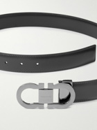 FERRAGAMO - 3cm Gancini Reversible Leather Belt - Black
