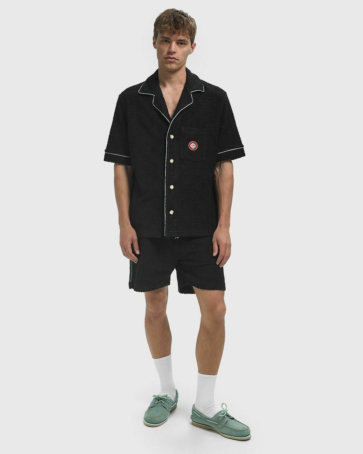 Casablanca MENS TOWELLING MONOGRAM SHIRT Black Mens Shortsleefe