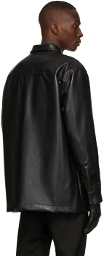 44 Label Group Black Recycled Leather Hatay Overshirt Jacket