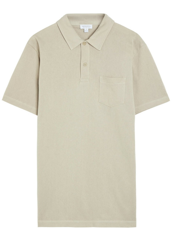 Photo: Sunspel Cotton-mesh Polo Shirt Light Grey