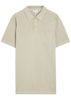 Sunspel Cotton-mesh Polo Shirt Light Grey