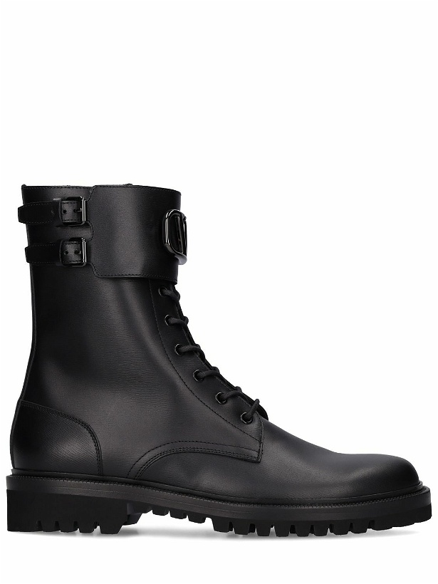 Photo: VALENTINO GARAVANI - V Logo Leather Combat Boots