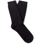 NN07 - Ribbed Wool-Blend Socks - Blue
