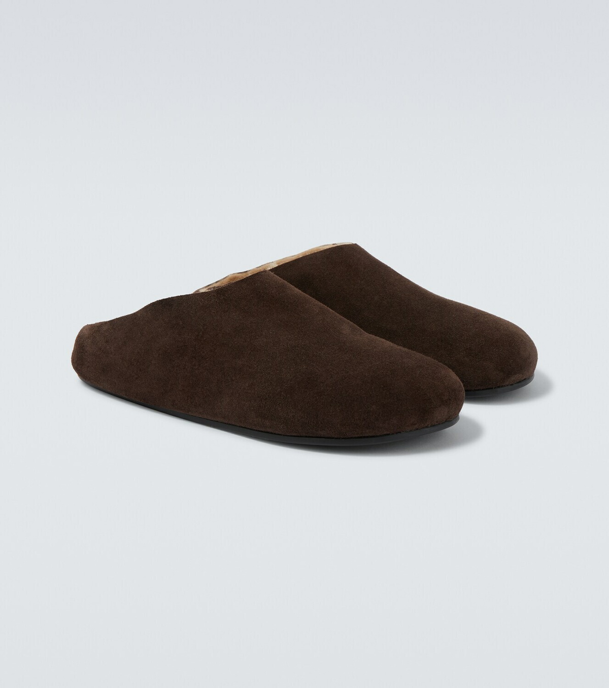 The Row Hudson shearling-lined suede mules