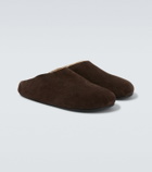 The Row Hudson shearling-lined suede mules
