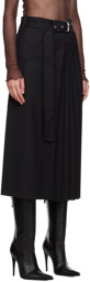 LVIR SSENSE Exclusive Black Belted Midi Skirt