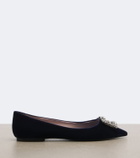 Roger Vivier Flower Strass velvet ballet flats