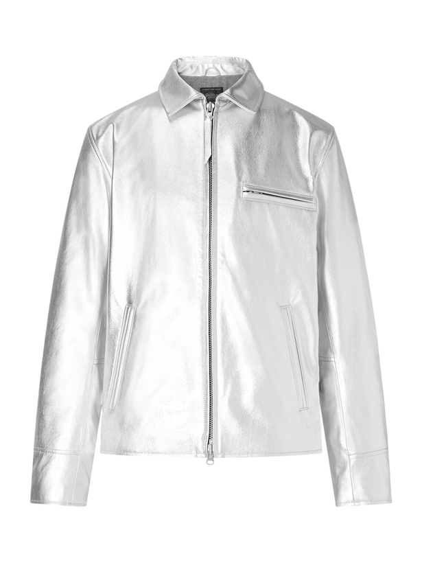 Photo: Golden Bear - The Waterfront Slim-Fit Metallic Leather Jacket - Silver