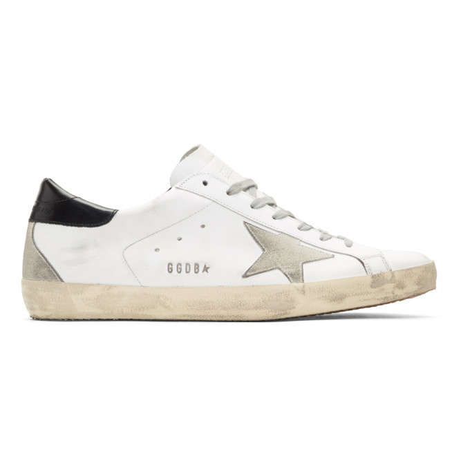 Photo: Golden Goose White and Black Metal Logo Superstar Sneakers