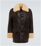 Ami Paris Shearling-trimmed leather jacket