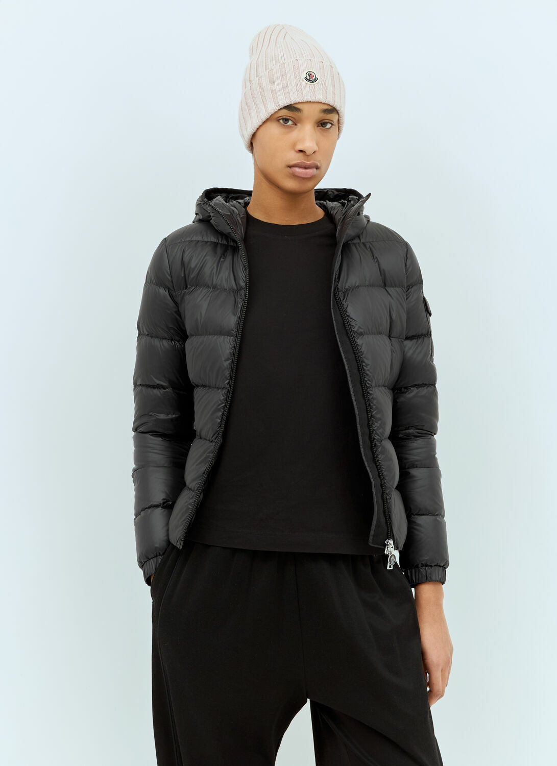Moncler Logo Patch Beanie Hat