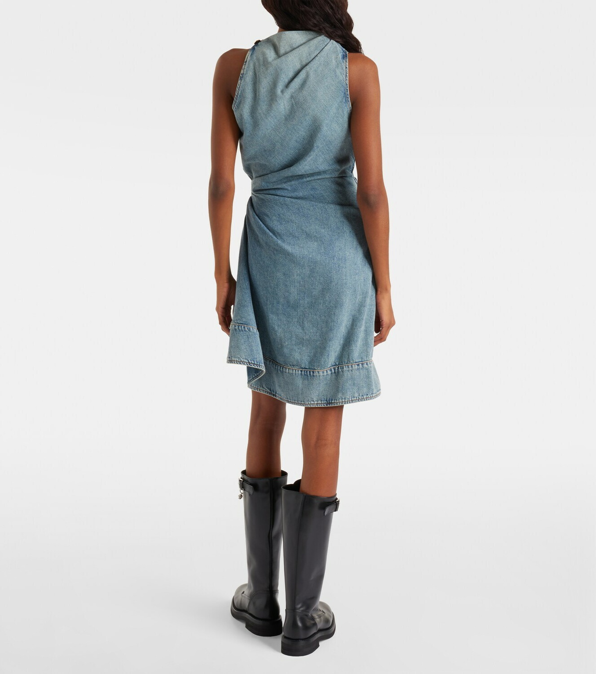 McQueen Draped denim minidress
